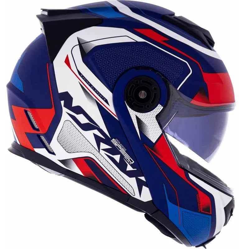 Capacete Norisk Route FF345 Articulado Speedmax Azul/Branco/Vermelho Fosco