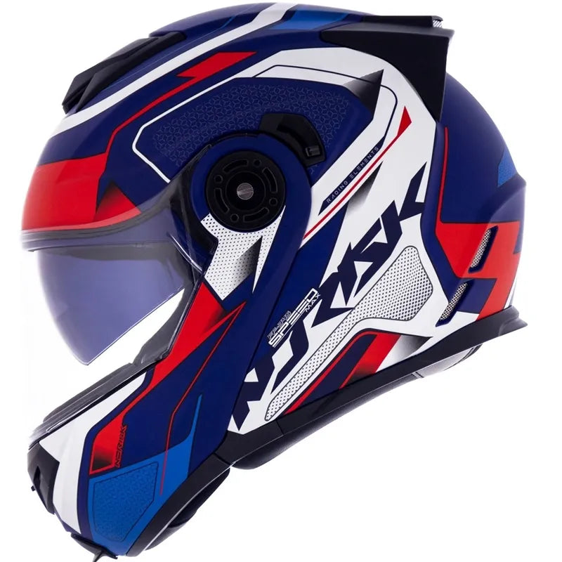 Capacete Norisk Route FF345 Articulado Speedmax Azul/Branco/Vermelho Fosco