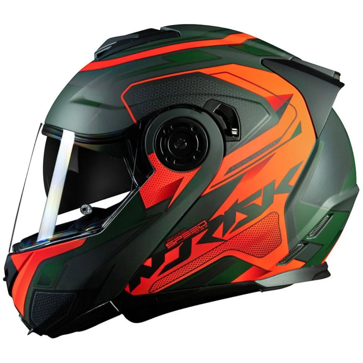 Capacete Norisk Route FF345 Articulado Speedmax Verde/Laranja Fosco