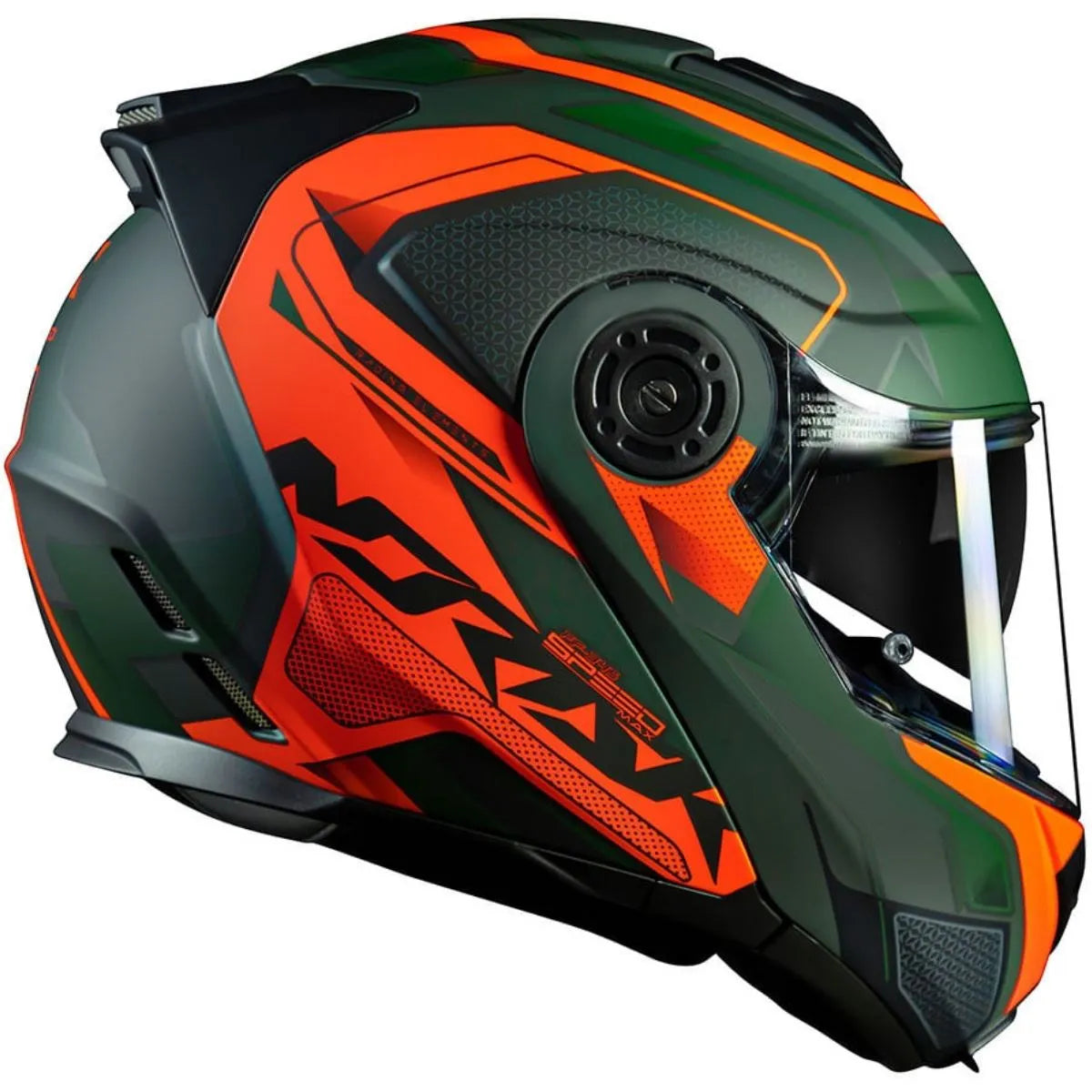 Capacete Norisk Route FF345 Articulado Speedmax Verde/Laranja Fosco