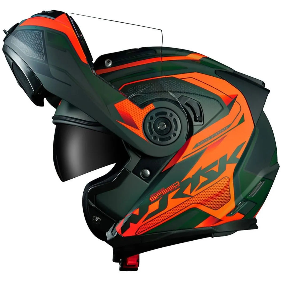 Capacete Norisk Route FF345 Articulado Speedmax Verde/Laranja Fosco