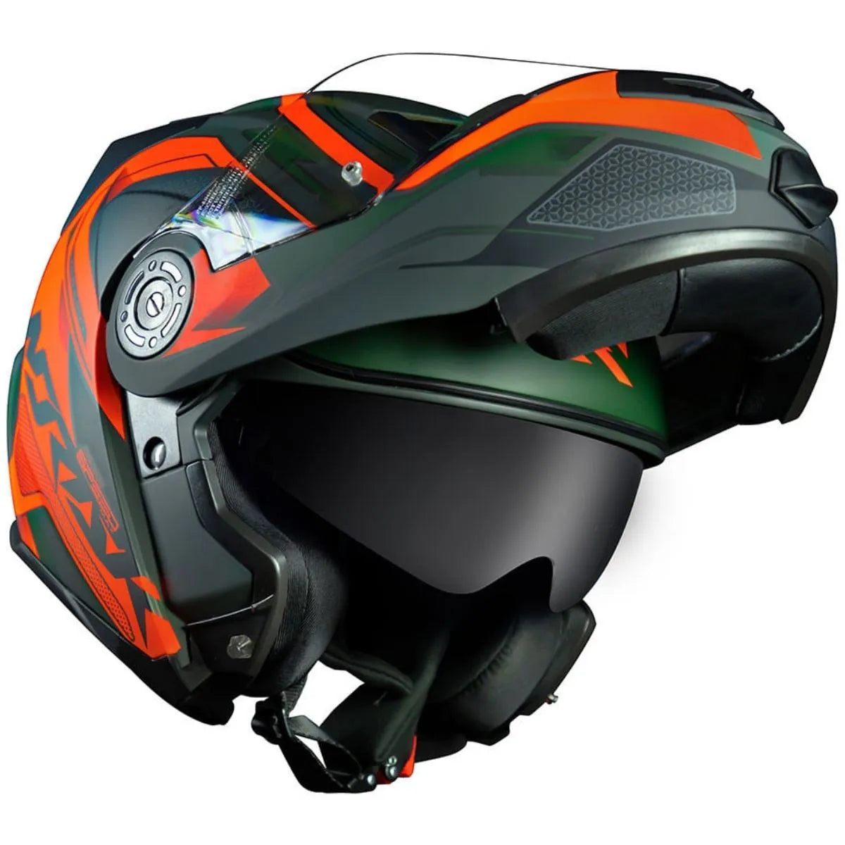 Capacete Norisk Route FF345 Articulado Speedmax Verde/Laranja Fosco