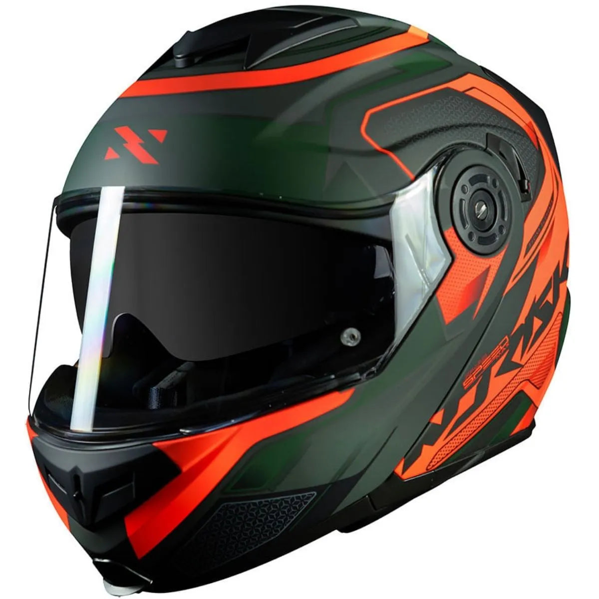 Capacete Norisk Route FF345 Articulado Speedmax Verde/Laranja Fosco