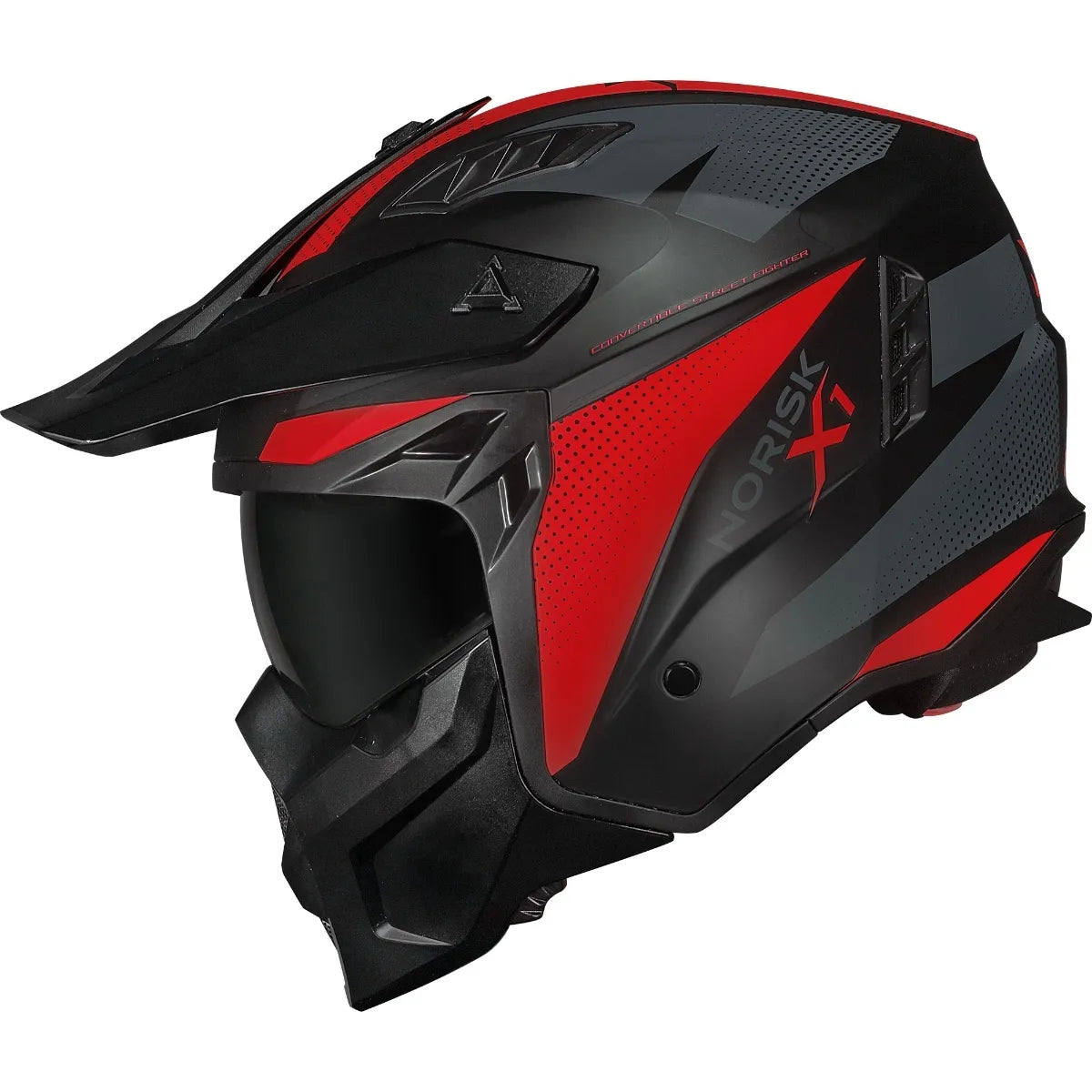 Capacete Norisk Darth 2 X1 - Preto/Vermelho Fosco (4 em 1)