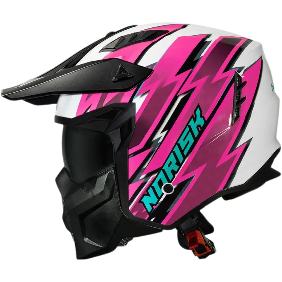 Imagem 1 de Capacete Norisk Darth 2 Storm - Branco/Rosa (4 em 1)