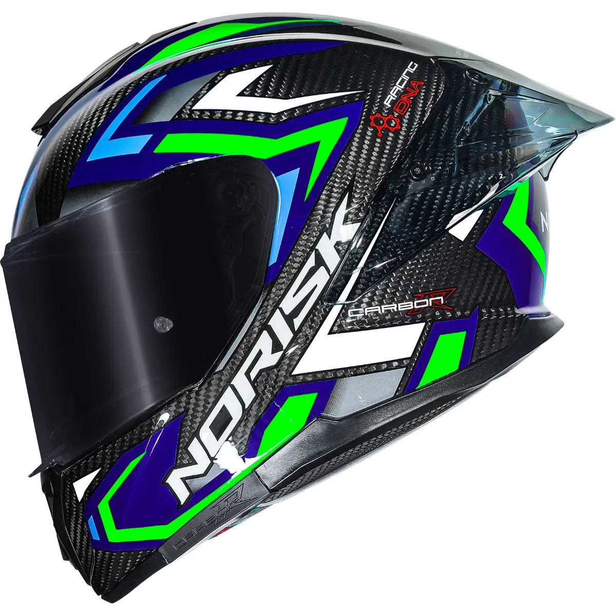 Imagem 1 de Capacete Norisk Carbon R Spot - Azul/Verde
