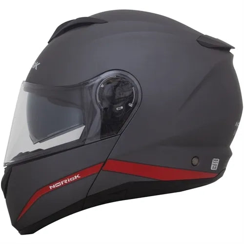 Capacete Norisk Force Articulado Simplicity - Cinza/Vermelho Fosco