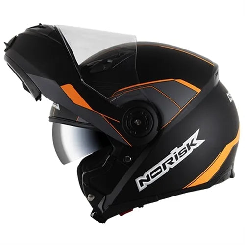 Capacete Norisk FF370 Articulado (ROBOCOP) Midnight Preto/Laranja Fosco
