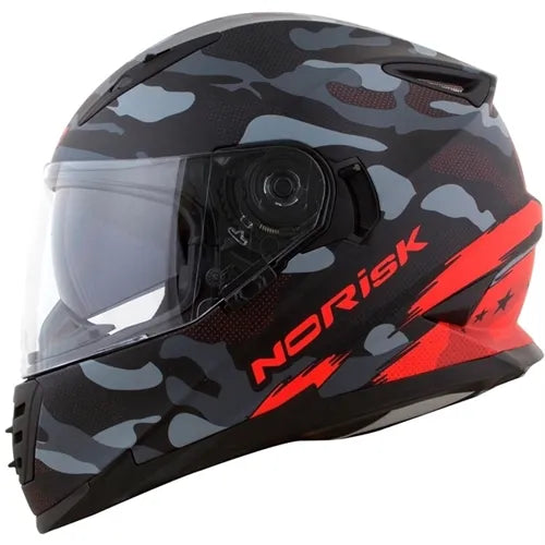 Capacete Norisk FF302 Destroyer (Viseira Solar) Preto/Vermelho Fosco