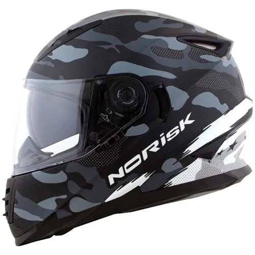 Capacete Norisk FF302 Destroyer (Viseira Solar) Preto/Branco Fosco