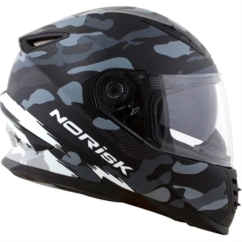 Capacete Norisk FF302 Destroyer (Viseira Solar) Preto/Branco Fosco