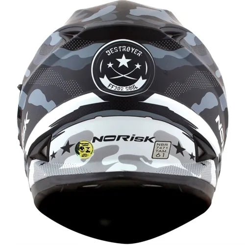 Capacete Norisk FF302 Destroyer (Viseira Solar) Preto/Branco Fosco