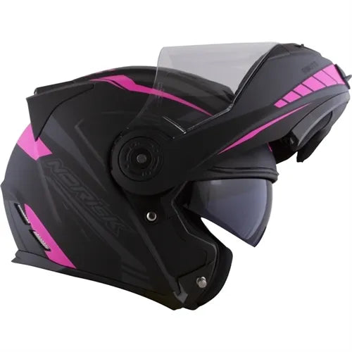 Capacete Norisk Route FF345 Articulado Motion Preto/Rosa Fosco