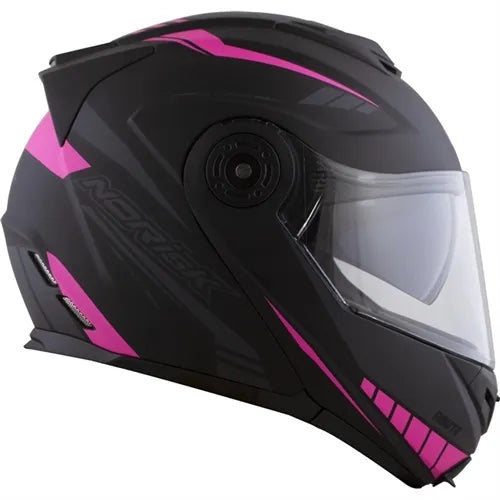 Capacete Norisk Route FF345 Articulado Motion Preto/Rosa Fosco
