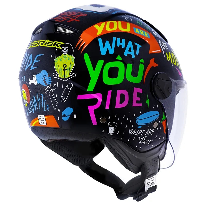 Capacete Norisk Orion Free (Aberto) Preto/Laranja