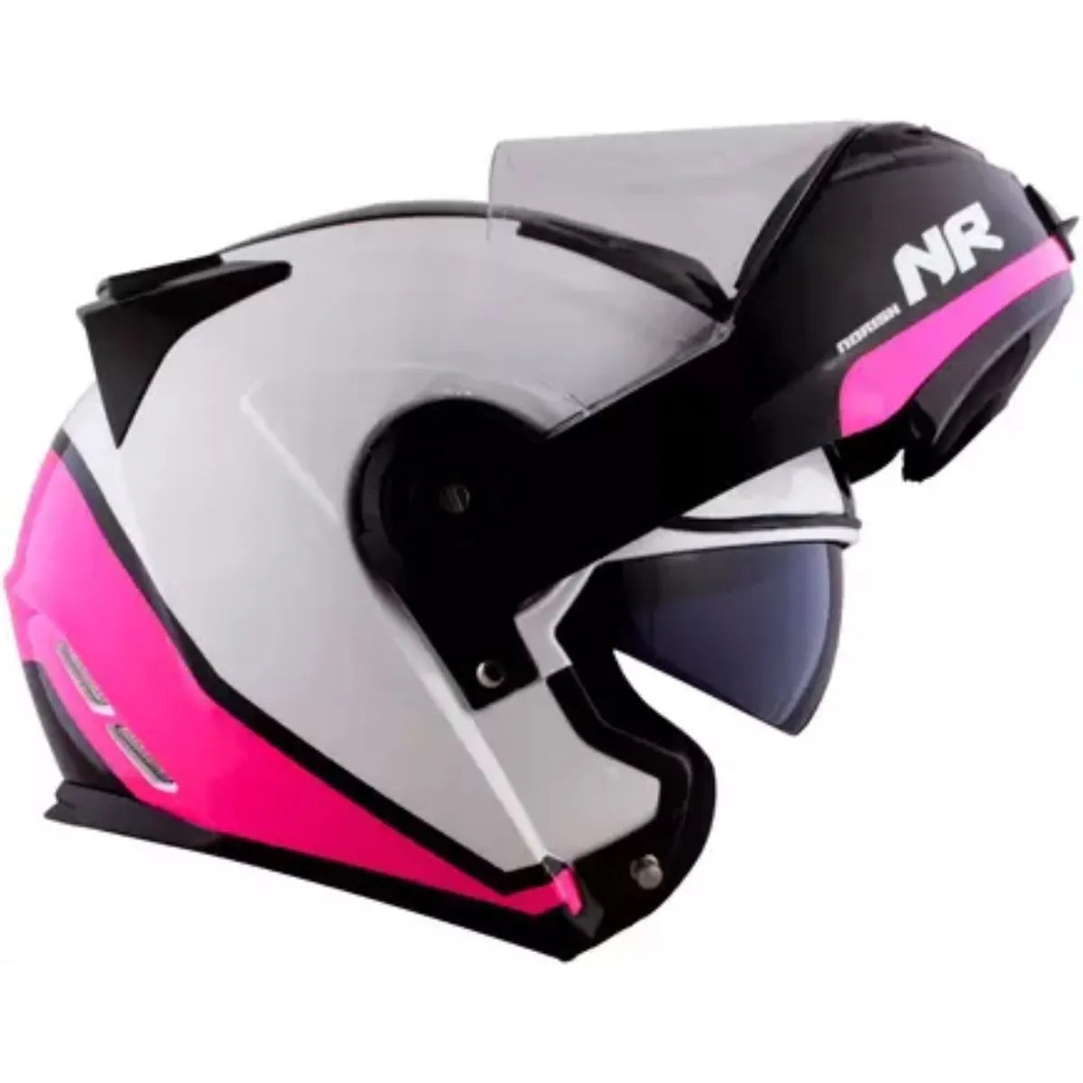 Capacete Norisk Route FF345 Articulado Chance - Branco/Rosa/Preto