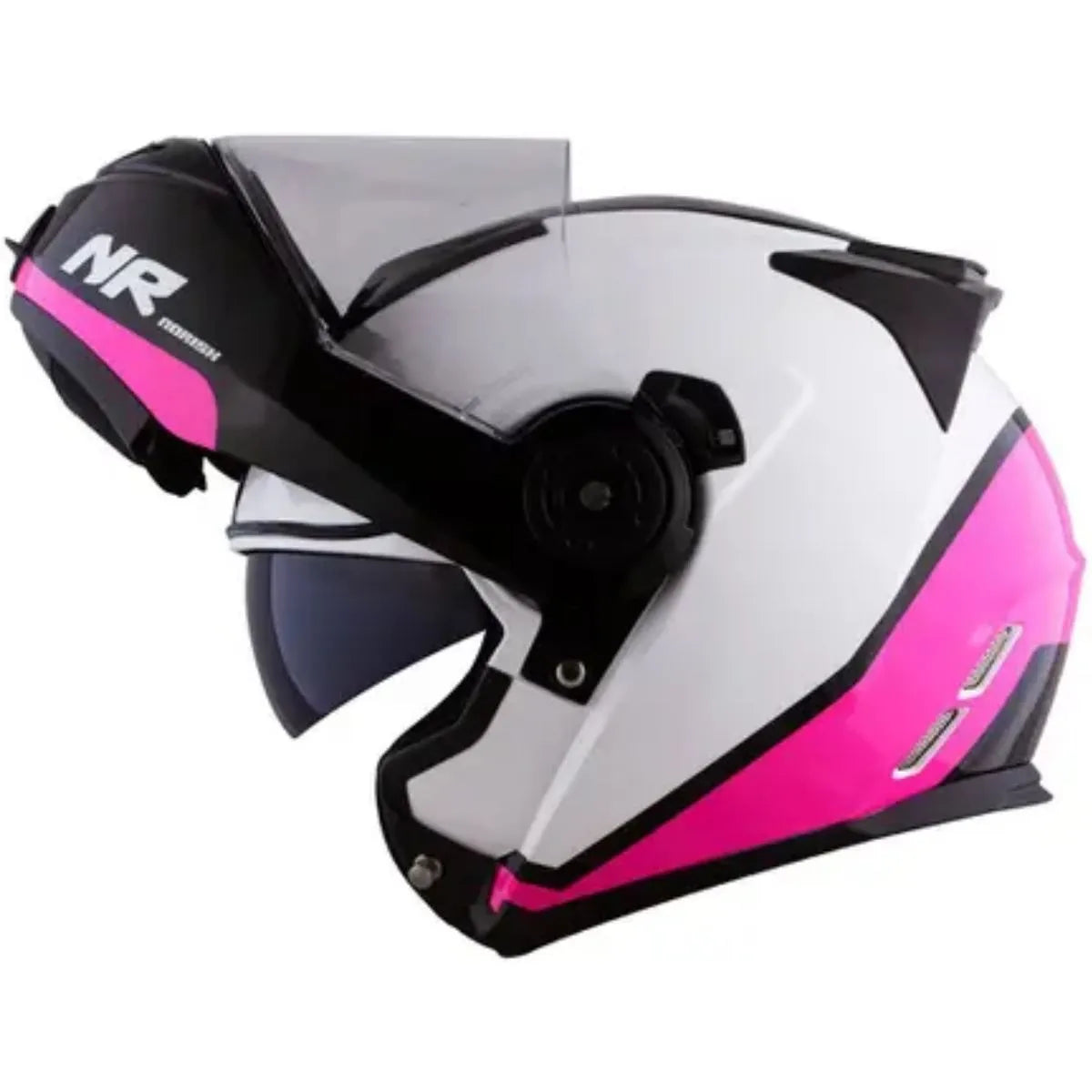 Capacete Norisk Route FF345 Articulado Chance - Branco/Rosa/Preto