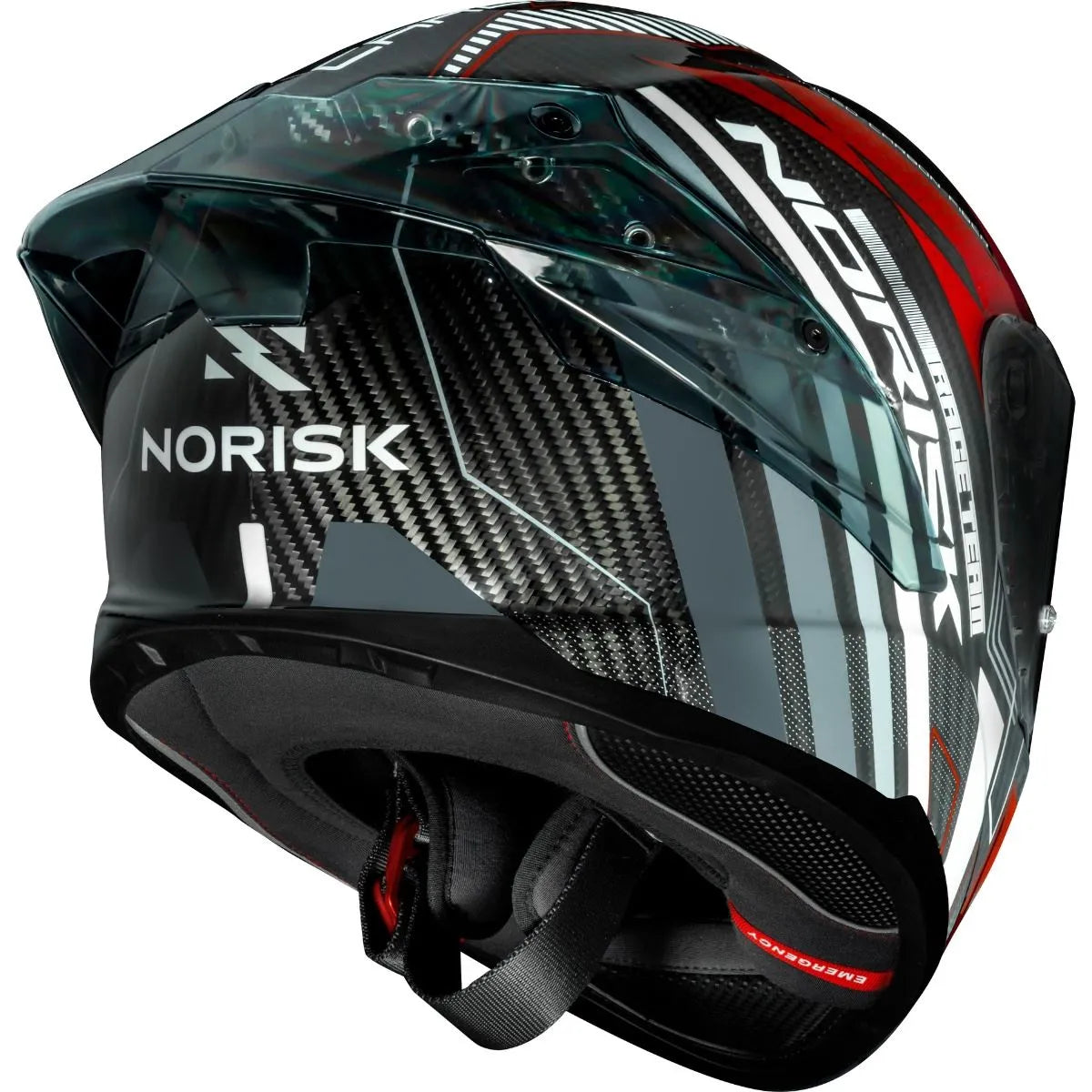 Capacete Norisk Carbon R Team - Vermelho/Branco