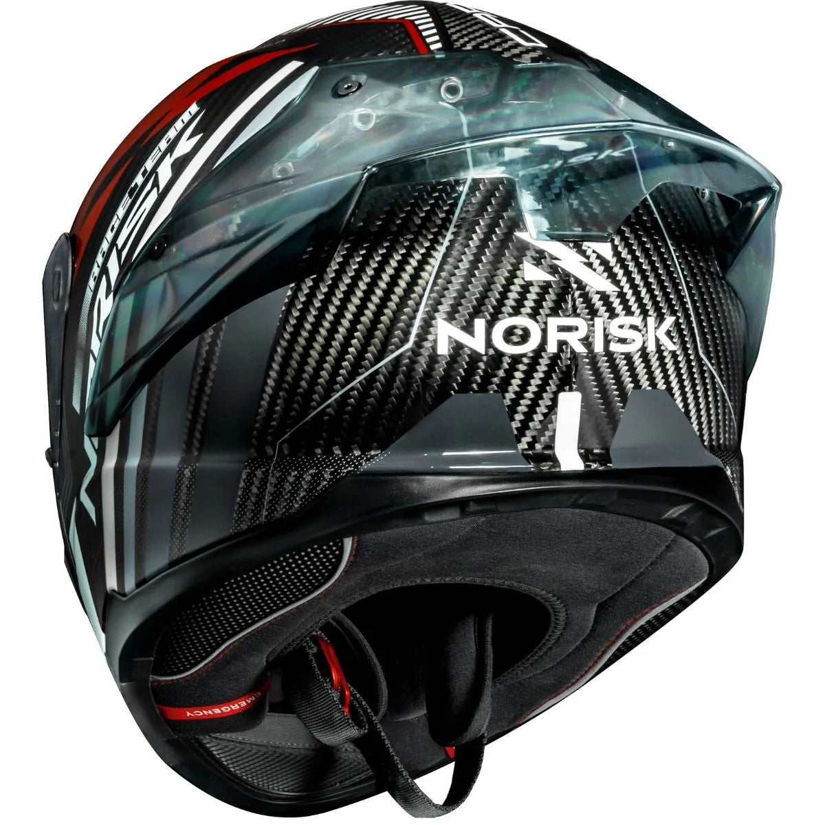 Capacete Norisk Carbon R Team - Vermelho/Branco