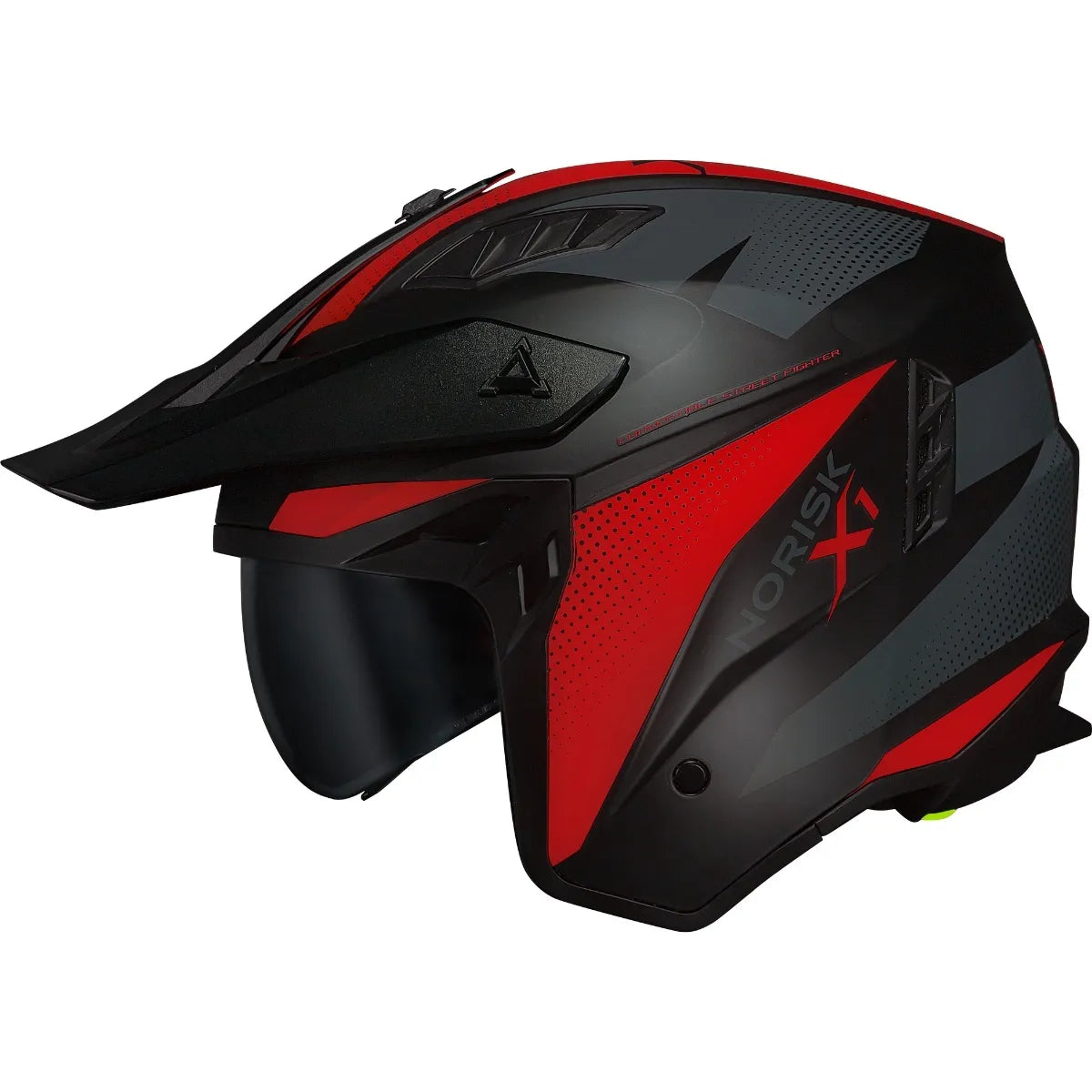 Capacete Norisk Darth 2 X1 - Preto/Vermelho Fosco (4 em 1)