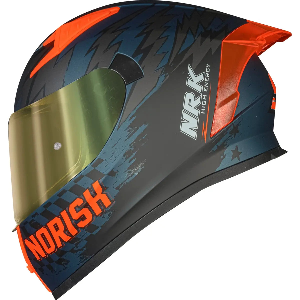 Imagem 2 de Capacete Norisk Flow Daytona - Azul/Laranja Fosco