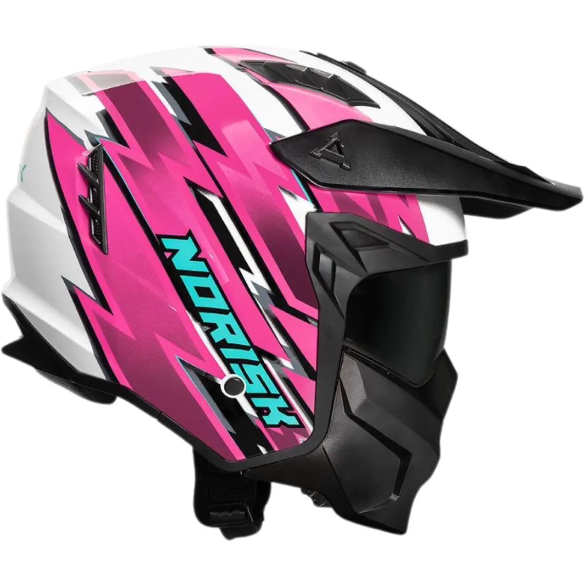 Imagem 2 de Capacete Norisk Darth 2 Storm - Branco/Rosa (4 em 1)