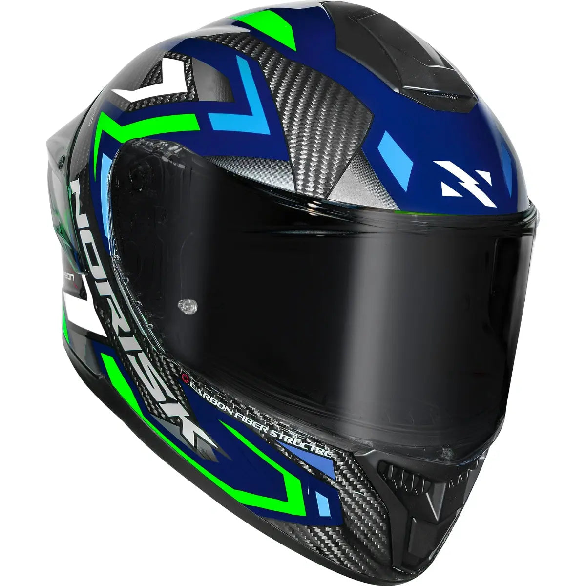 Imagem 5 de Capacete Norisk Carbon R Spot - Azul/Verde
