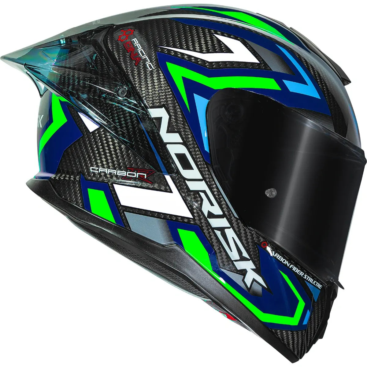 Imagem 2 de Capacete Norisk Carbon R Spot - Azul/Verde