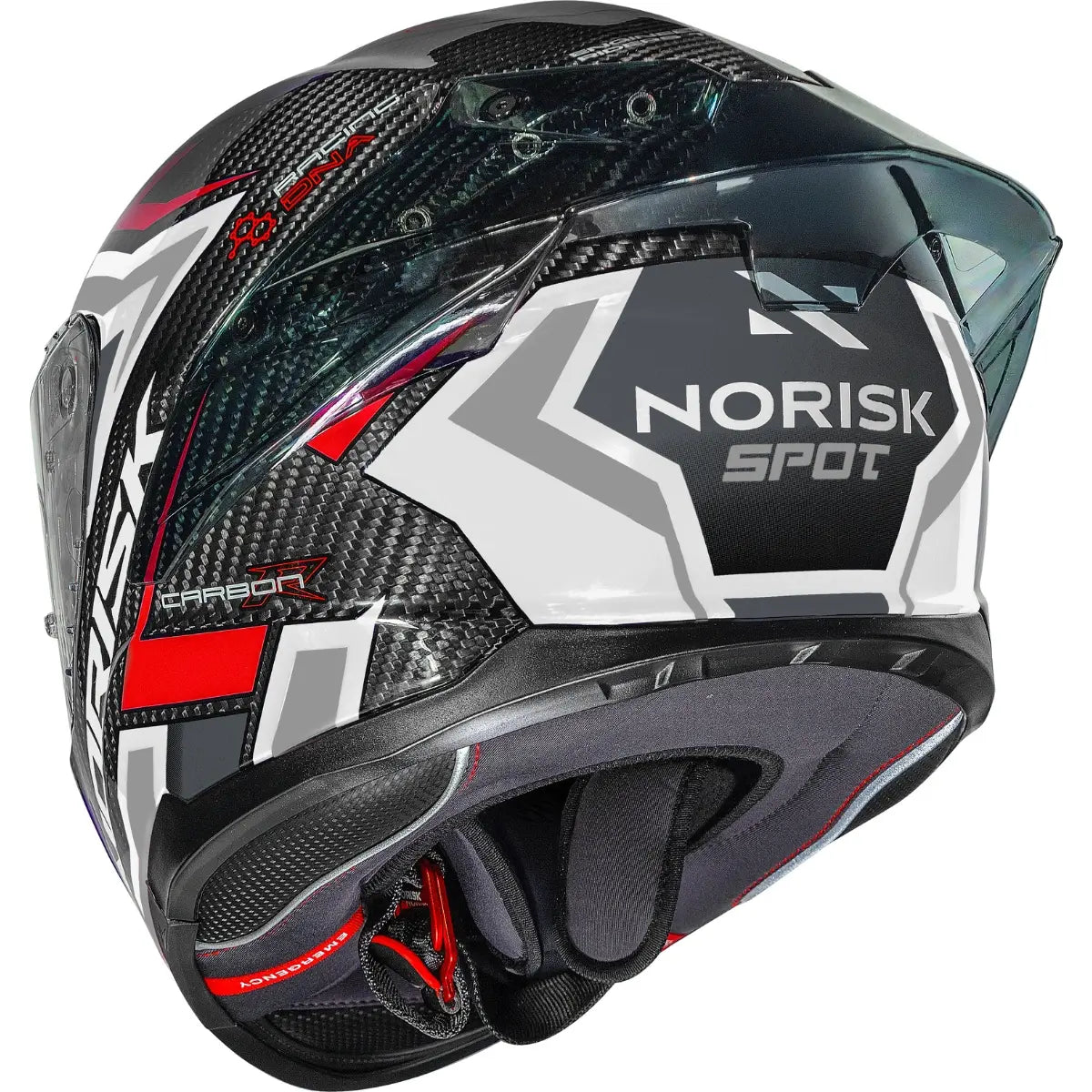 Imagem 5 de Capacete Norisk Carbon R Spot - Branco/Prata