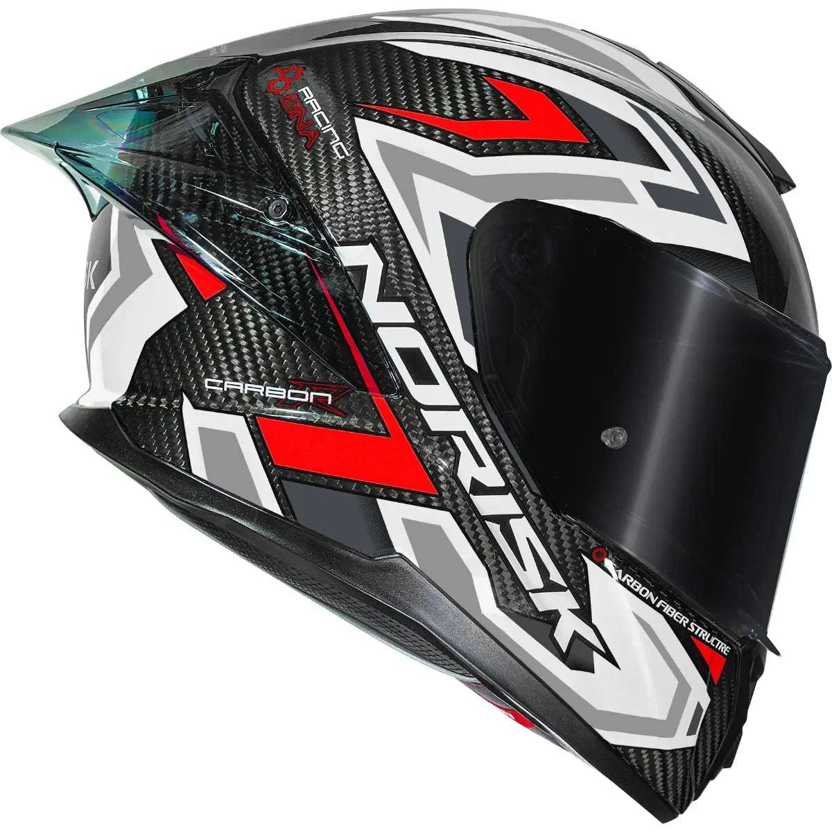 Imagem 2 de Capacete Norisk Carbon R Spot - Branco/Prata