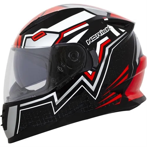 Capacete Norisk FF302 Wizard Preto/Vermelho/Cinza/Branco (Viseira Solar)