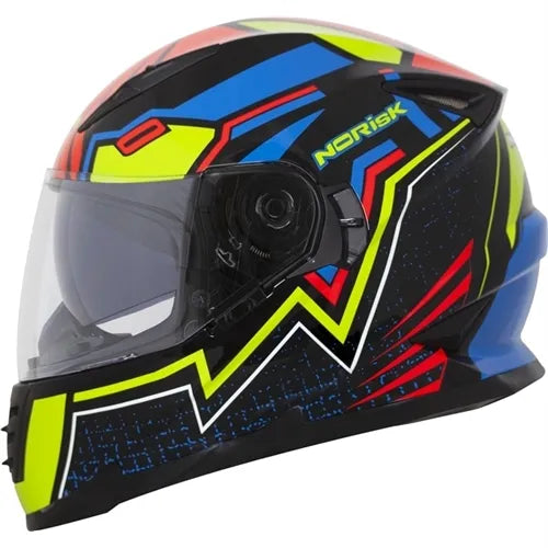 Capacete Norisk FF302 Wizard Preto/Azul/Vermelho/Amarelo (Viseira Solar)