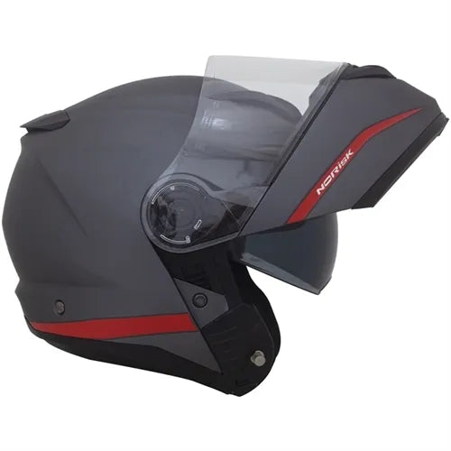 Capacete Norisk Force Articulado Simplicity - Cinza/Vermelho Fosco