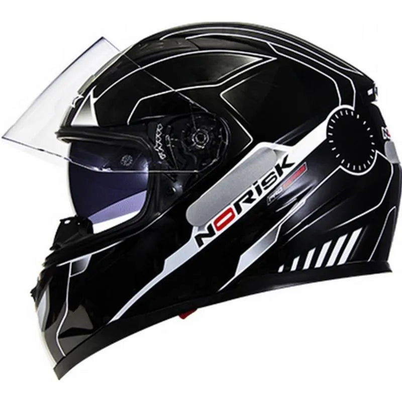 Capacete Norisk FF389 Mission (Viseira Solar) Branco/Preto