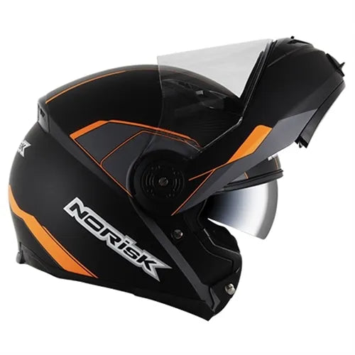 Capacete Norisk FF370 Articulado (ROBOCOP) Midnight Preto/Laranja Fosco