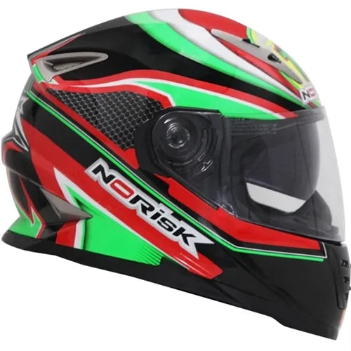 Capacete Norisk FF302 Freedom (Viseira Solar) Preto/Vermelho/Verde