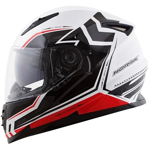 Capacete Norisk FF302 Target Branco/Preto/Vermelho (Viseira Solar)