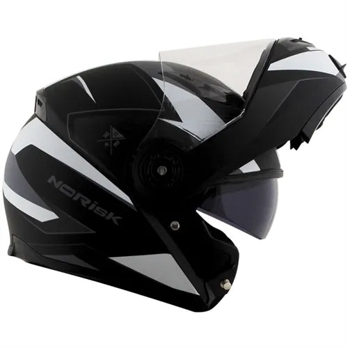Capacete Norisk FF370 Articulado (ROBOCOP) Stripe Preto/Cinza Fosco