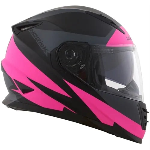 Capacete Norisk FF302 Ridic (Viseira Solar) Preto/Rosa Fosco