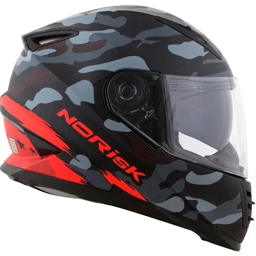 Capacete Norisk FF302 Destroyer (Viseira Solar) Preto/Vermelho Fosco