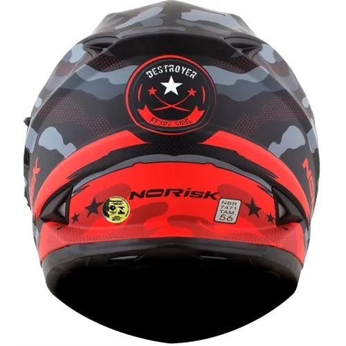 Capacete Norisk FF302 Destroyer (Viseira Solar) Preto/Vermelho Fosco