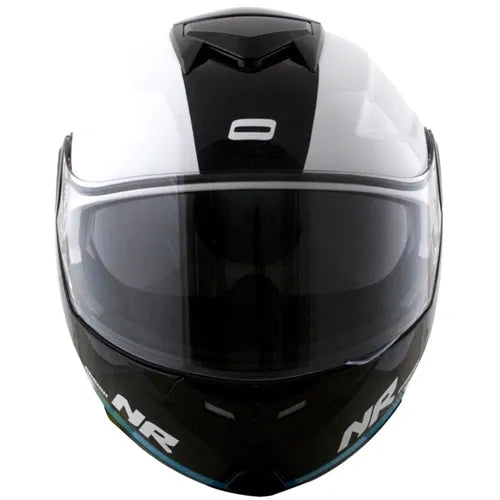 Capacete Norisk Route FF345 Articulado Chance Branco/Azul/Preto Brilho