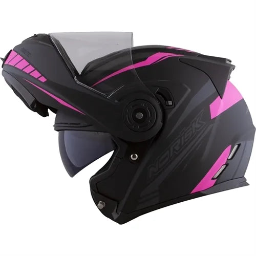 Capacete Norisk Route FF345 Articulado Motion Preto/Rosa Fosco